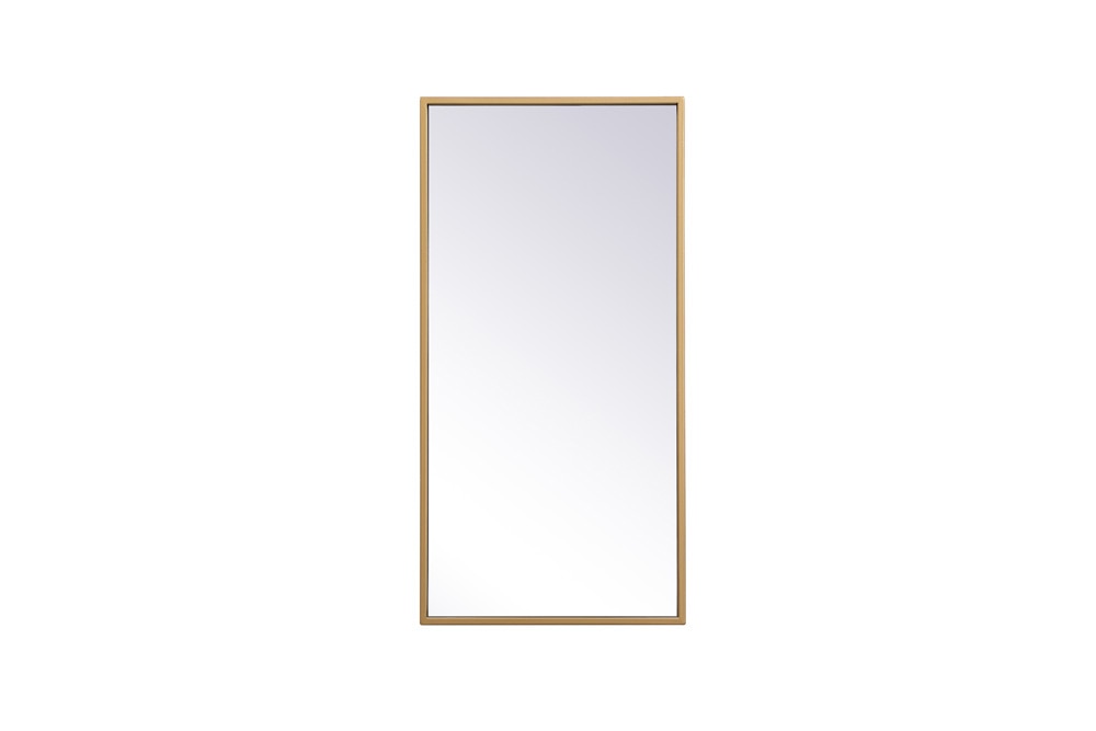 Elegant Furniture & Lighting - Monet Metal frame rectangle mirror 14x28 inch in brass - MR41428BR veiw 1