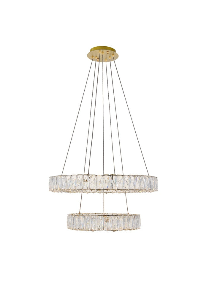 Elegant Furniture & Lighting - Monroe Integrated LED chip light gold Chandelier Clear Royal Cut Crystal - 3503G24G veiw 1
