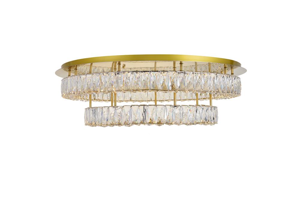 Elegant Furniture & Lighting - Monroe LED light Gold Flush Mount Clear Royal Cut Crystal - 3503F33L2G veiw 1