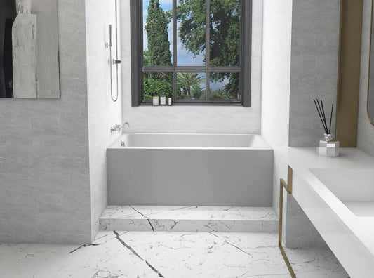 Elegant Furniture & Lighting - Niklaus Alcove soaking bathtub 30x60 inch left drain in glossy white - BT201-L3060GW view 2