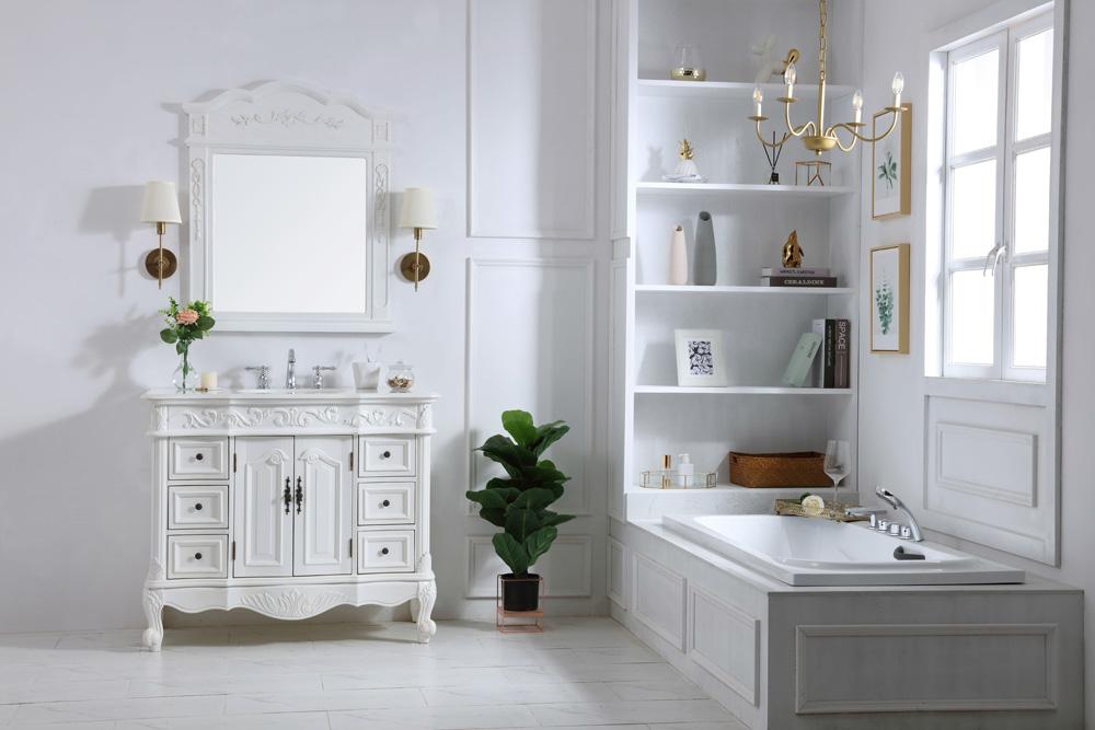 Elegant Furniture & Lighting - Oakland 42 inch Single Bathroom vanity in antique white with ivory white engineered marble - VF38842AW-VW veiw 8