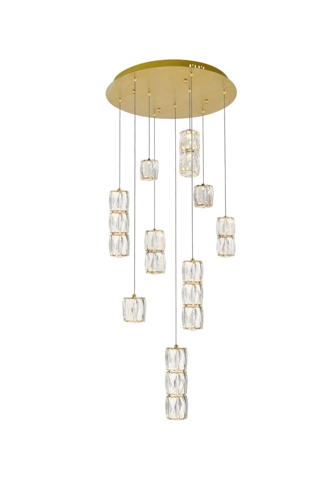 Elegant Furniture & Lighting - Polaris LED light gold Pendant Clear Royal Cut Crystal - 3500D9G veiw 1