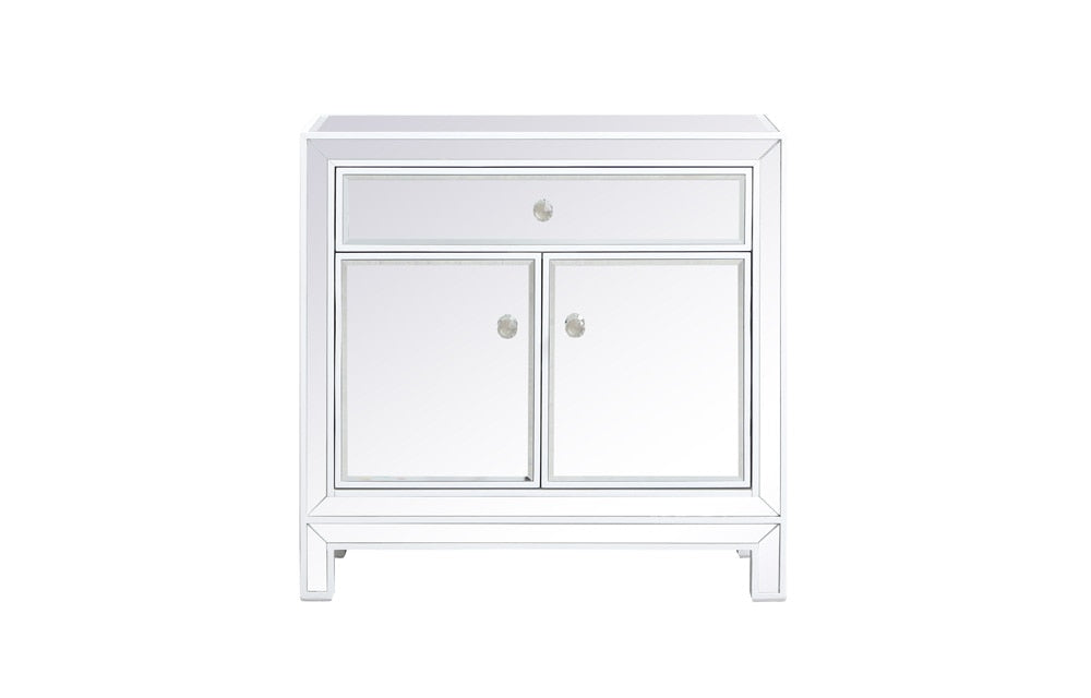 Elegant Furniture & Lighting - Reflexion 29 inch mirrored cabinet in white - MF71034WH veiw 1
