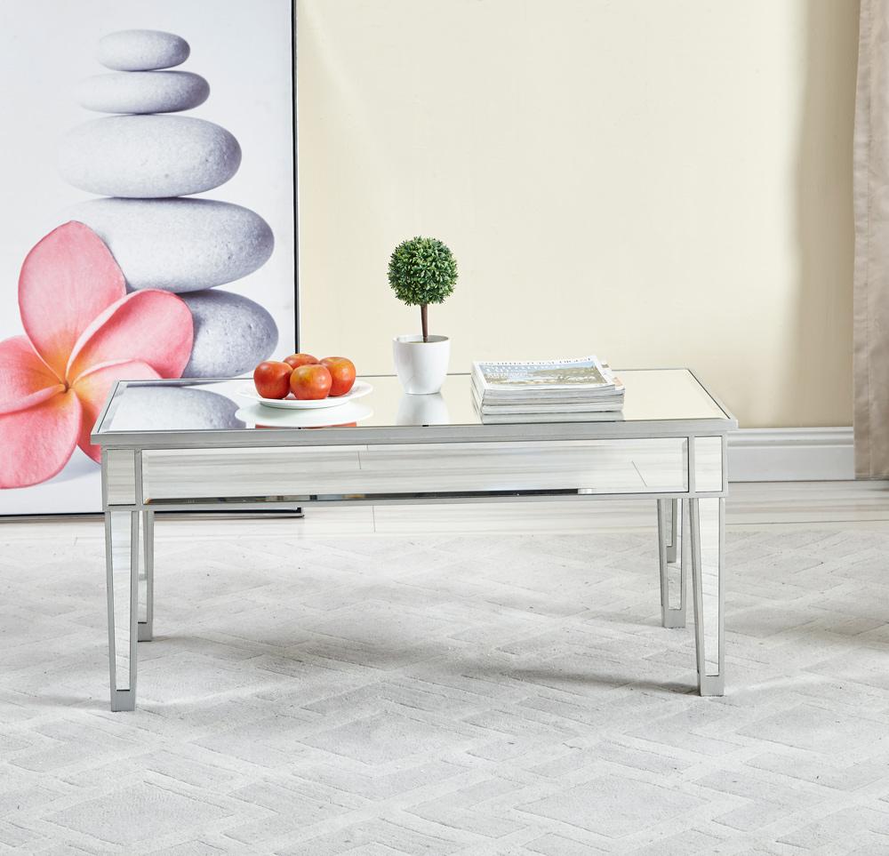 Elegant Furniture & Lighting - Reflexion coffee table 40in. W x 20in. D x 18in. H in antique silver paint - MF72021 veiw 8