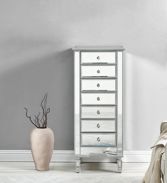 Elegant Furniture & Lighting - Reflexion Lingerie Chest 7 drawers 20in. W x 15in. D x 48in. H in antique silver paint - MF6-1047S veiw 2