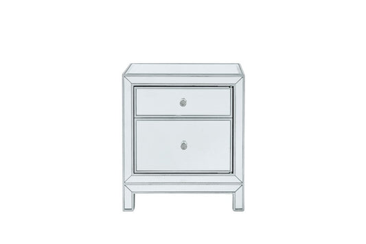 Elegant Furniture & Lighting - Reflexion Nightstand 1 door 21in. W x 14in. D x 24in. H in antique silver paint - MF72016 veiw 4