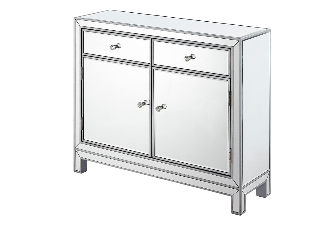 Elegant Furniture & Lighting - Reflexion Nightstand 2 drawers 2 doors 38in. W x 12in. D x 32in. H in antique silver paint - MF72002 veiw 12