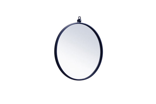 Elegant Furniture & Lighting - Rowan Metal frame Round Mirror with decorative hook 24 inch Black finish - MR4051BK view 2
