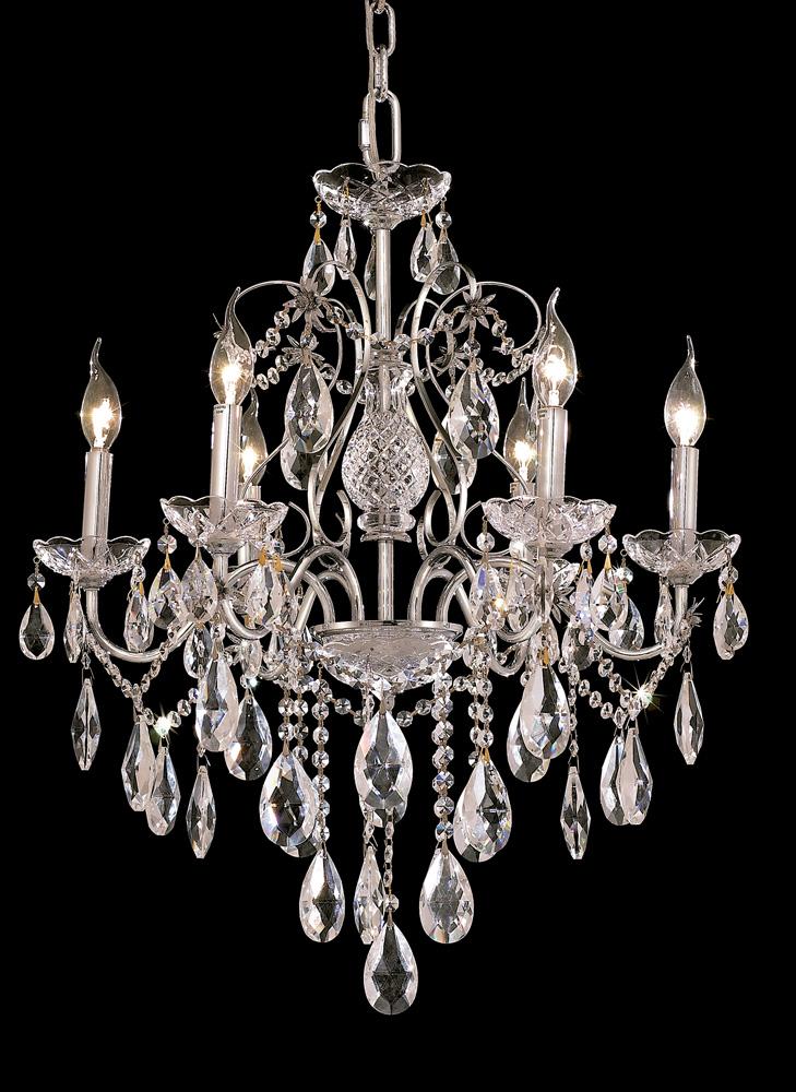 Elegant Furniture & Lighting - St. Francis 6 light Chrome Chandelier Clear Royal Cut Crystal - 2016D24C/RC veiw 1