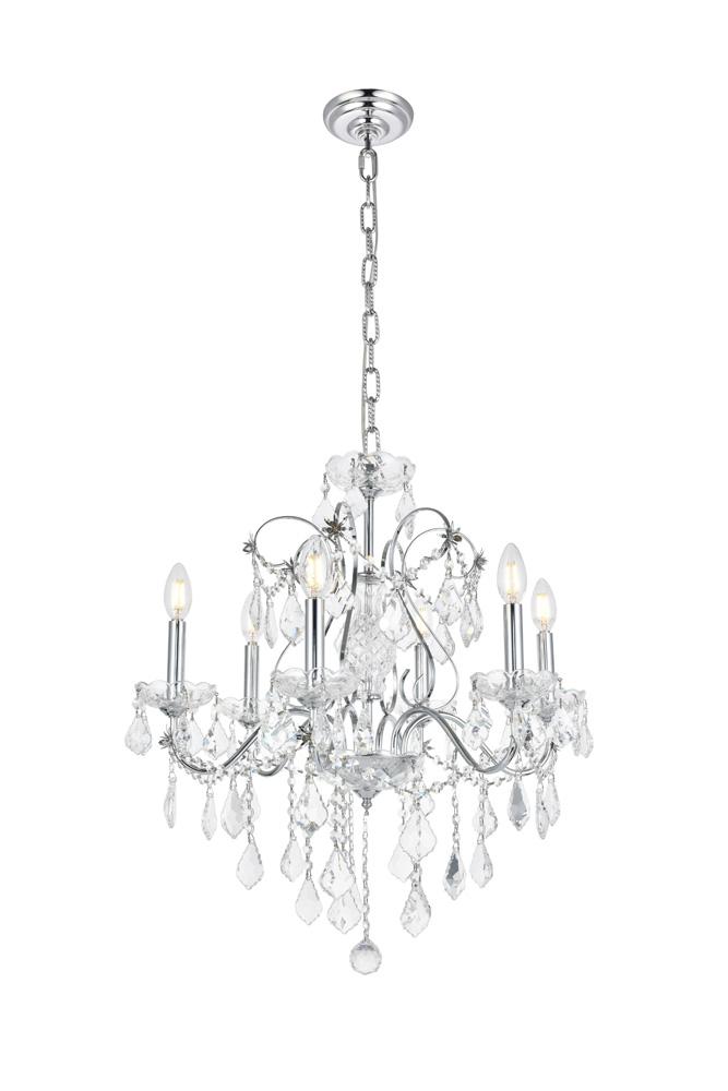 Elegant Furniture & Lighting - St. Francis 6 light Chrome Chandelier Clear Royal Cut Crystal - V2015D24C/RC veiw 1