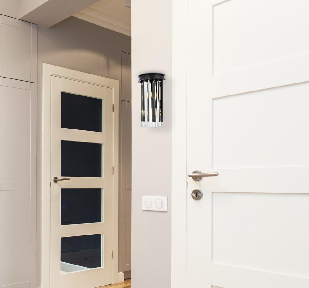 Elegant Furniture & Lighting - Sydney 2 light Matte Black Wall Sconce Clear Royal Cut Crystal - 1208W8MB/RC veiw 1