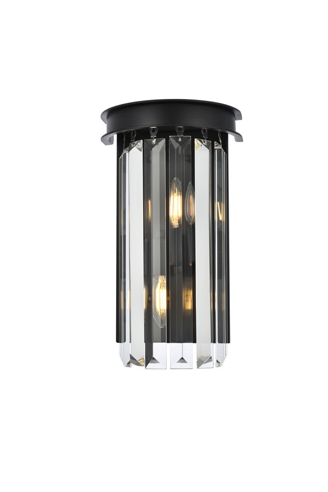 Elegant Furniture & Lighting - Sydney 2 light Matte Black Wall Sconce Clear Royal Cut Crystal - 1238W8MB/RC veiw 1