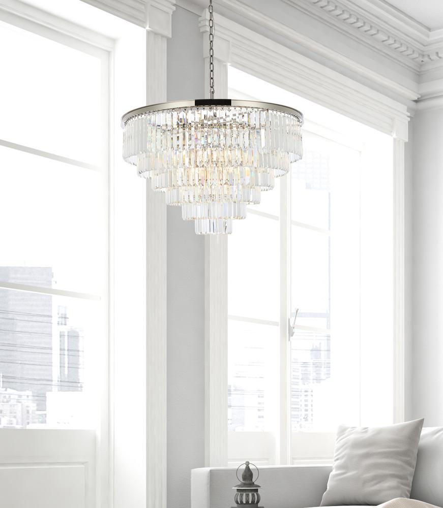 Elegant Furniture & Lighting - Sydney 33 light polished nickel Chandelier Clear Royal Cut Crystal - 1231D44PN/RC veiw 1