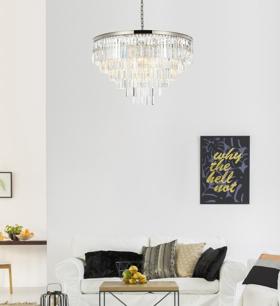 Elegant Furniture & Lighting - Sydney 33 light polished nickel Chandelier Clear Royal Cut Crystal - 1201D44PN/RC veiw 1