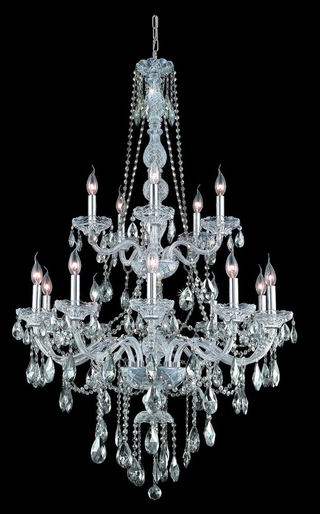 Elegant Furniture & Lighting - Verona 15 light Chrome Chandelier Golden Teak (Smoky) Royal Cut Crystal - 7915G33C-GT/RC veiw 1