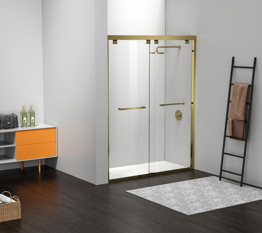 Elegant Furniture & Lighting - Warren Semi-frameless shower door 60 x 76 Brushed Gold - SD303-6076BGD view 2