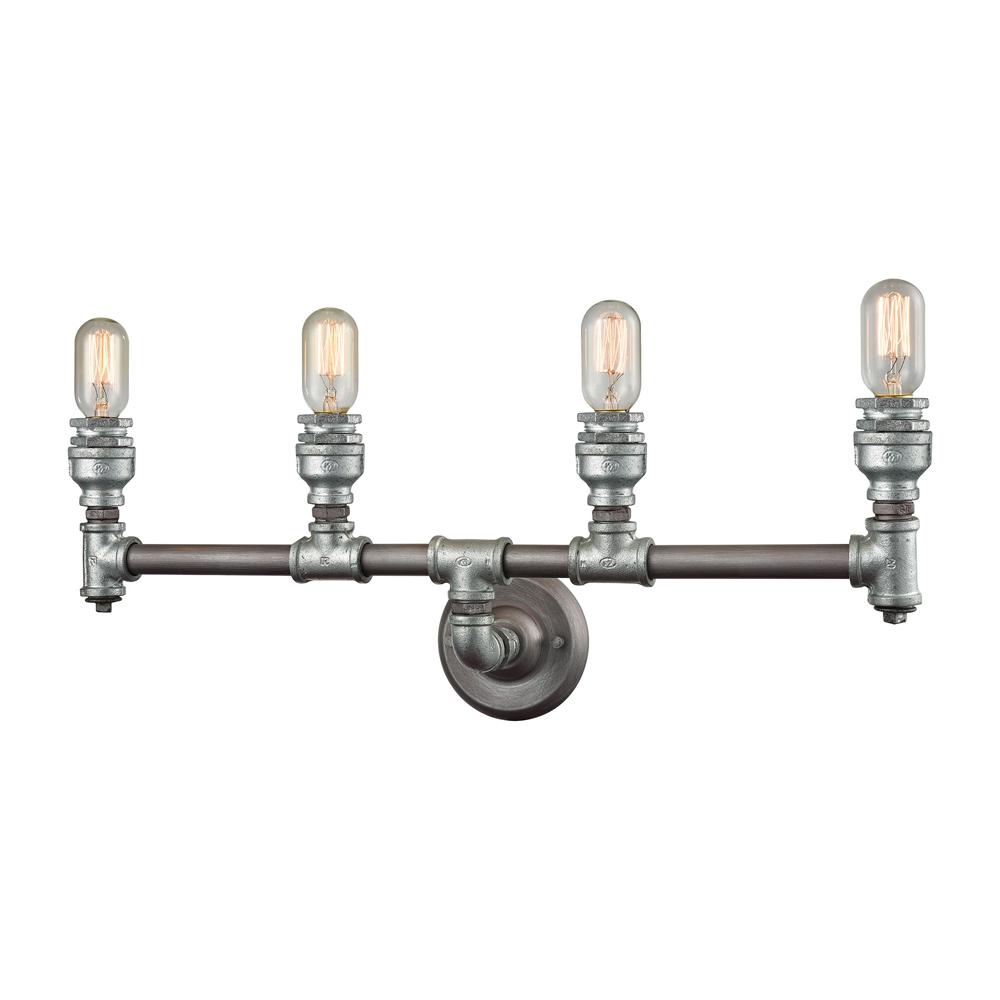 ELK Lighting - Cast Iron Pipe 4 Light Vanity In Weathered Zinc - 10685/4 veiw 1