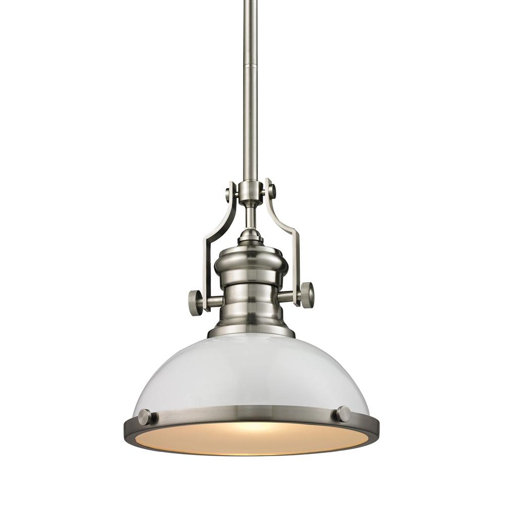 ELK Lighting - Chadwick 1 Light Pendant In Gloss White And Satin Nickel - 66525-1 veiw 1