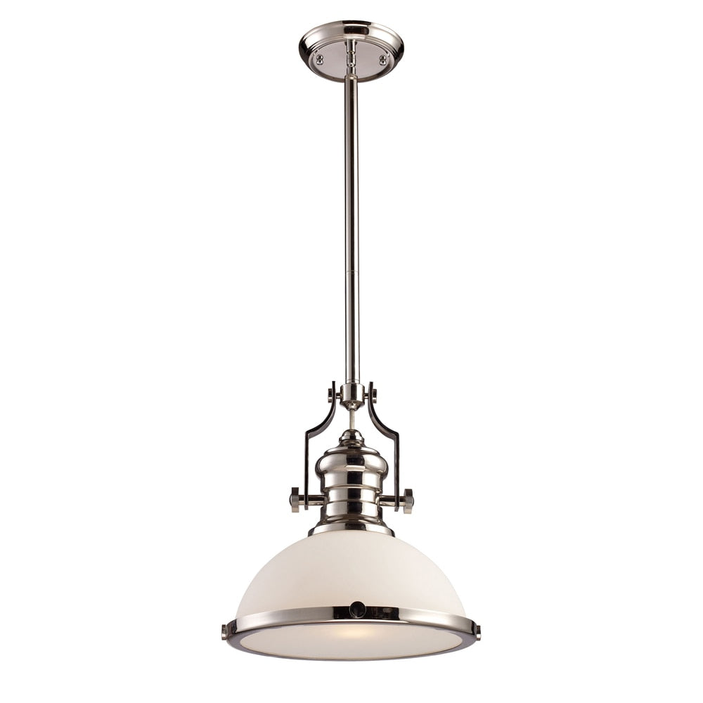 ELK Lighting - Chadwick 1 Light Pendant In Polished Nickel With White Glass - 66113-1 veiw 1