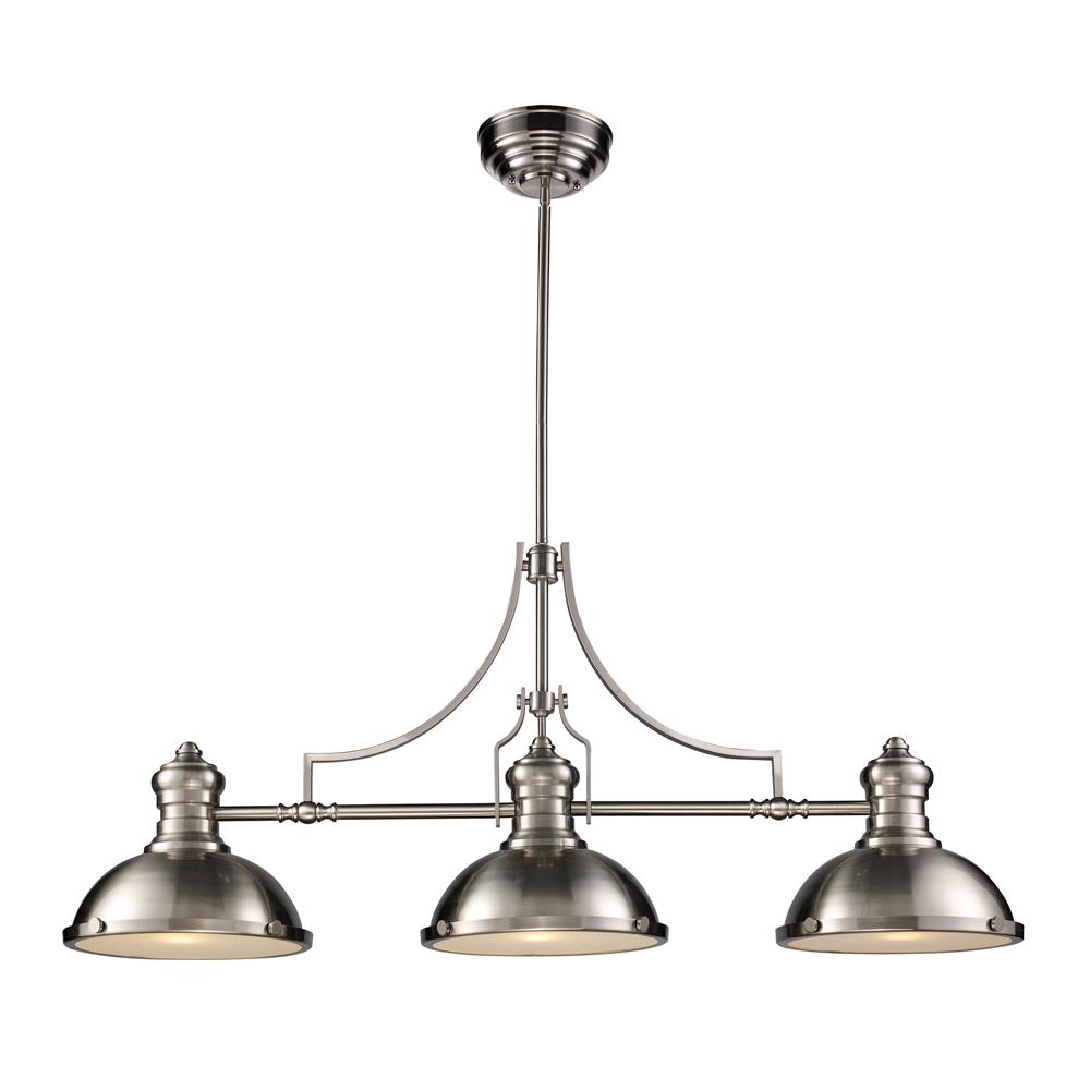 ELK Lighting - Chadwick 3 Light Billiard In Satin Nickel - 66125-3 veiw 1