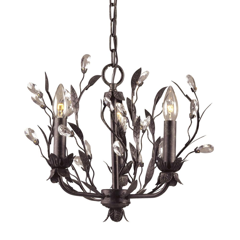 ELK Lighting - Circeo 3 Light Chandelier In Deep Rust And Crystal Droplets - 8058/3 veiw 1