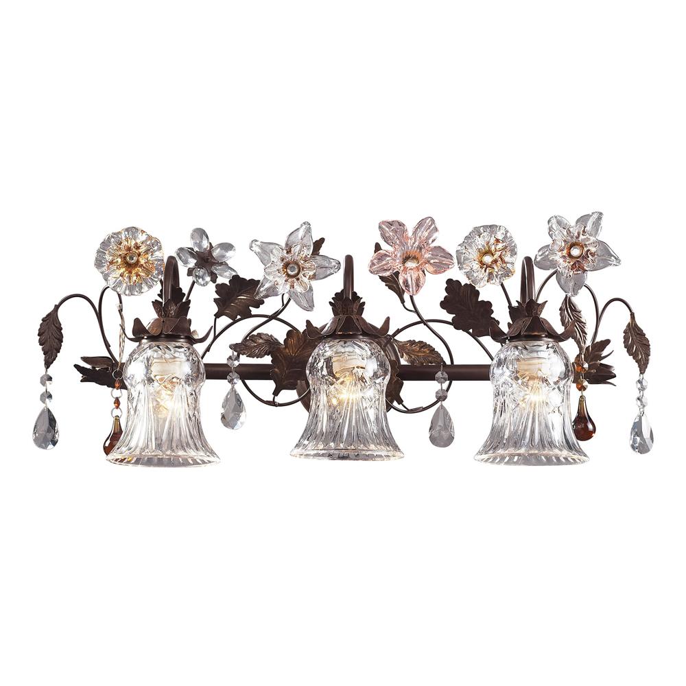 ELK Lighting - Cristallo Fiore 3 Light Vanity In Deep Rust With Crystal Florets - 7042/3 veiw 1