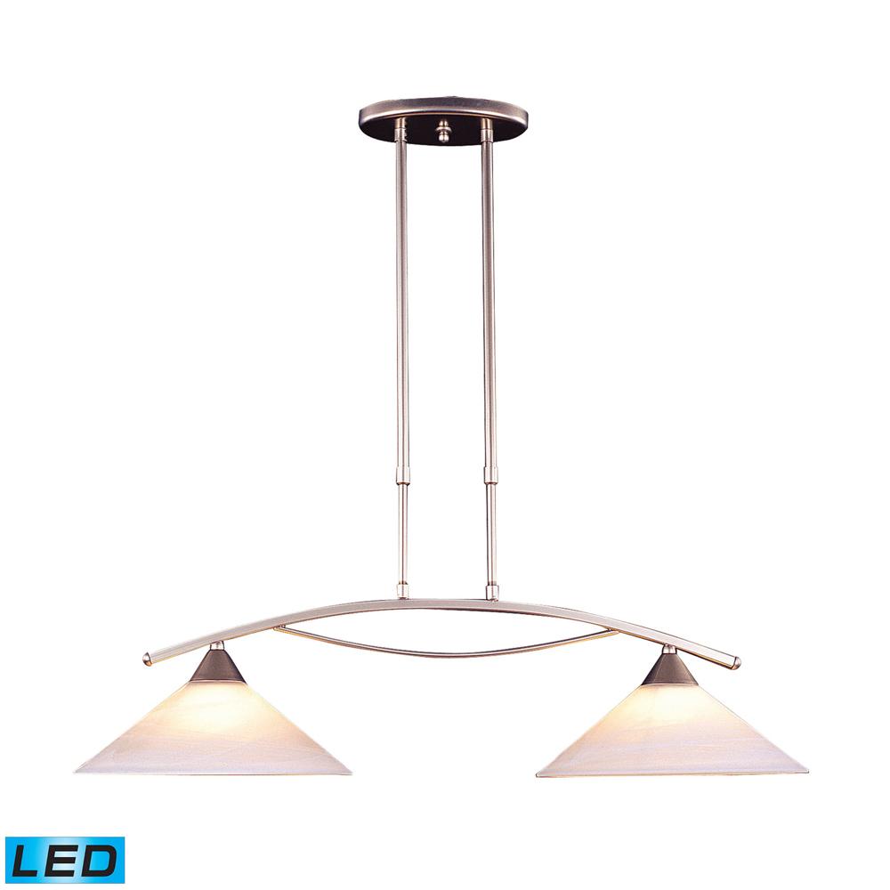 ELK Lighting - Elysburg 2 Light LED Island In Satin Nickel And White Glass - 6501/2-LED veiw 1