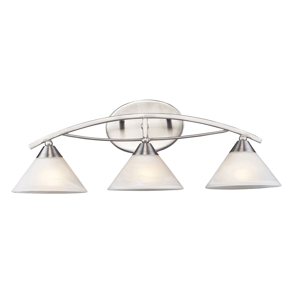 ELK Lighting - Elysburg 3 Light Vanity In Satin Nickel And White Glass - 7632/3 veiw 1