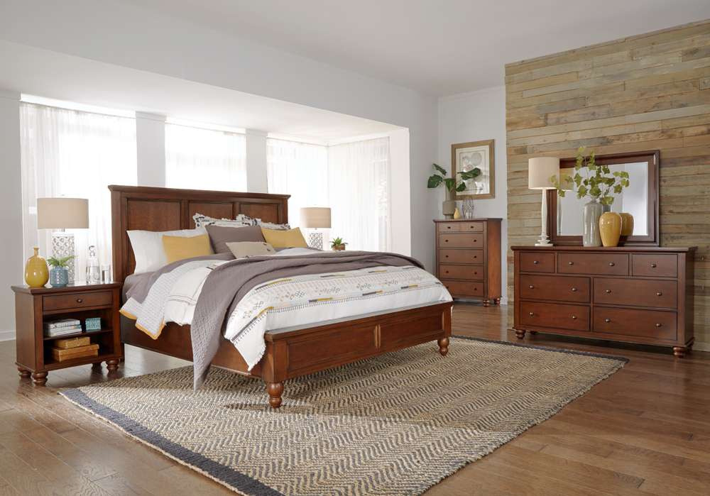 Emery Park - Cambridge Queen Panel Bed in Brown Cherry Finish veiw 3