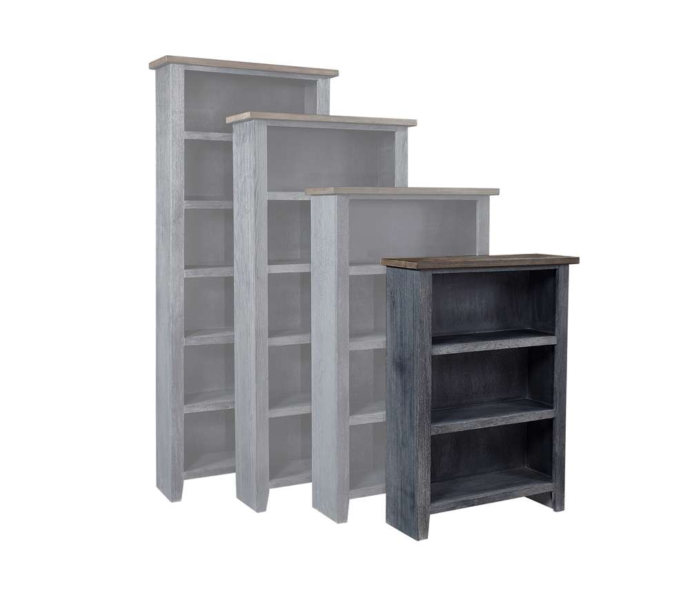 Emery Park - Eastport 48in Bookcase w/ 2 fixed shelves in Drifted Black Finish - WME3448-DBK veiw 1