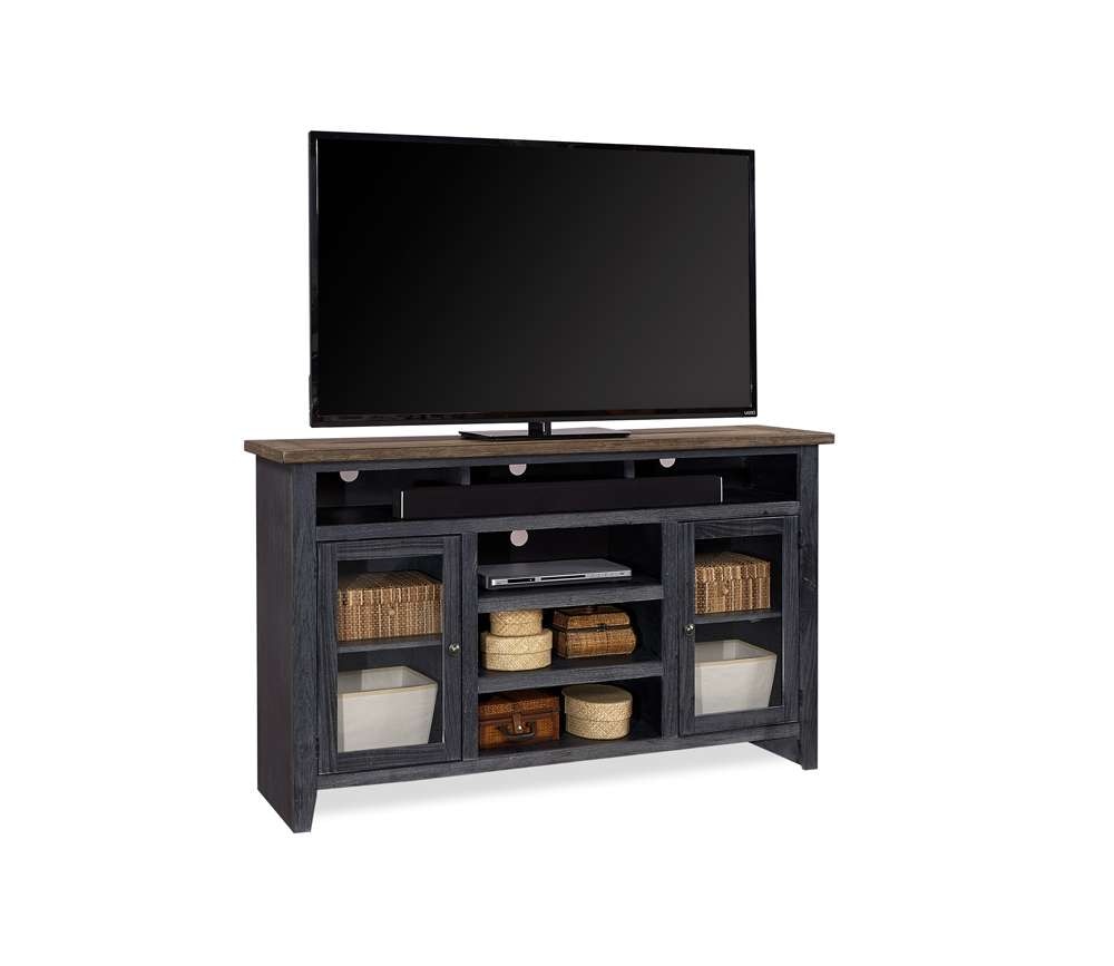 Emery Park - Eastport 65in Highboy Console w/ 2 Doors in Drifted Black Finish - WME1244-DBK veiw 1