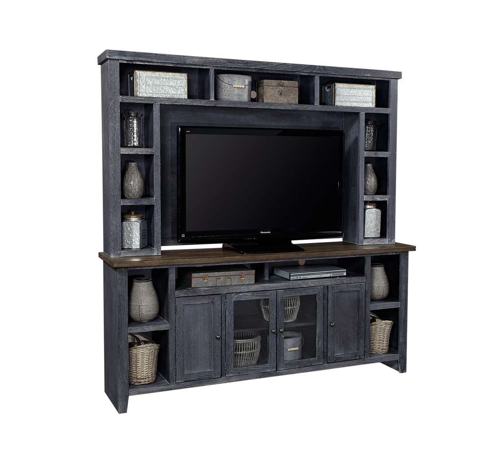 Emery Park - Eastport 84in Console & Hutch in Drifted Black Finish veiw 1