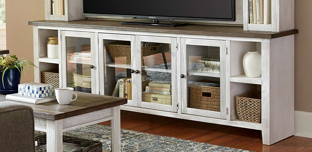 Emery Park - Eastport 97in Console w/ 4 Doors in Drifted White Finish - WME1270-DWT veiw 1