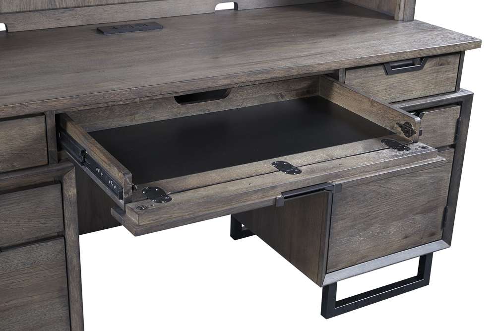 Emery Park - Harper Point 66in Credenza & Hutch in Fossil Finish veiw 5