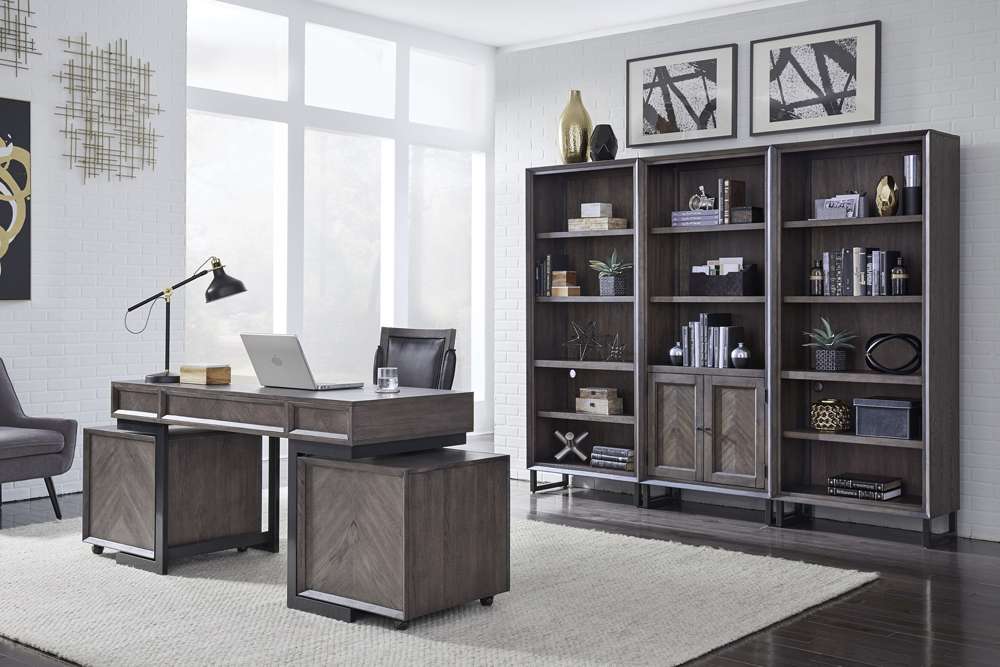 Emery Park - Harper Point Open Bookcase in Fossil Finish - IHP-333-FSL veiw 4