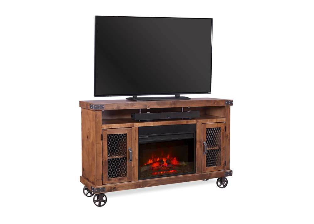 Emery Park - Industrial 62in Fireplace Console in Fruitwood Finish - DN1901-FRT veiw 1