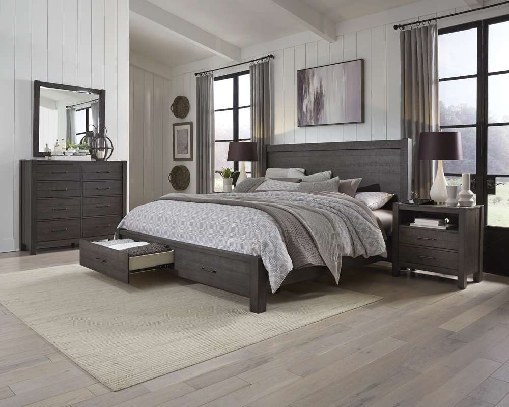 Emery Park - Mill Creek Queen Panel Storage Bed in Carob Finish veiw 4