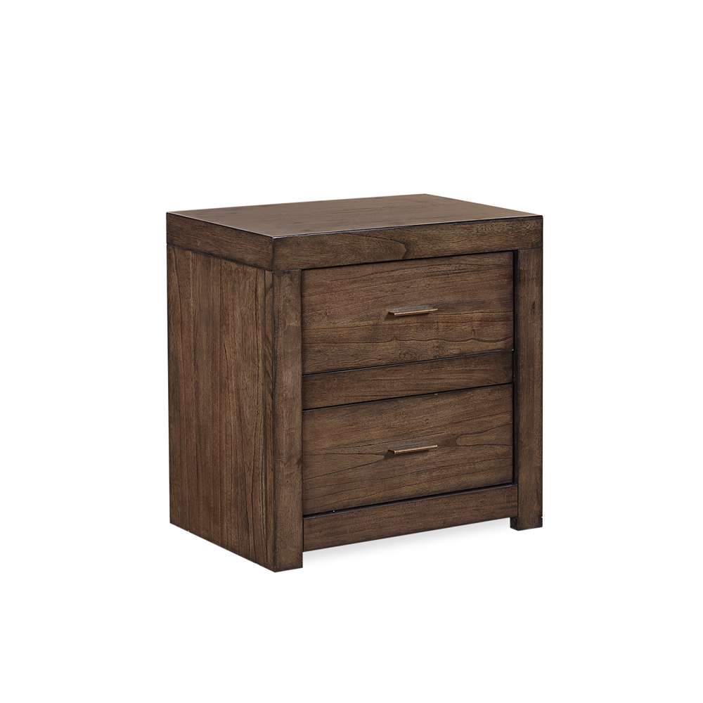 Emery Park - Modern Loft 2 Drawer Nightstand w/ power in Brownstone Finish - IML-450-BRN-1