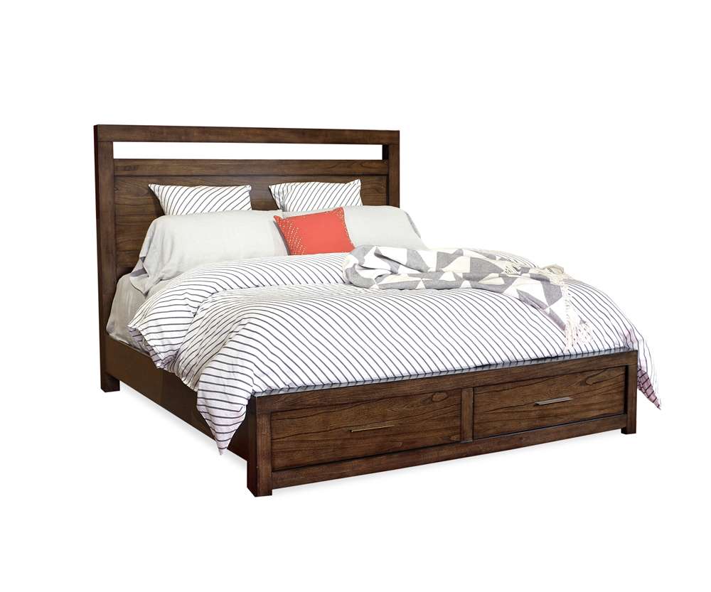 Emery Park - Modern Loft King Panel Storage Bed in Brownstone Finish