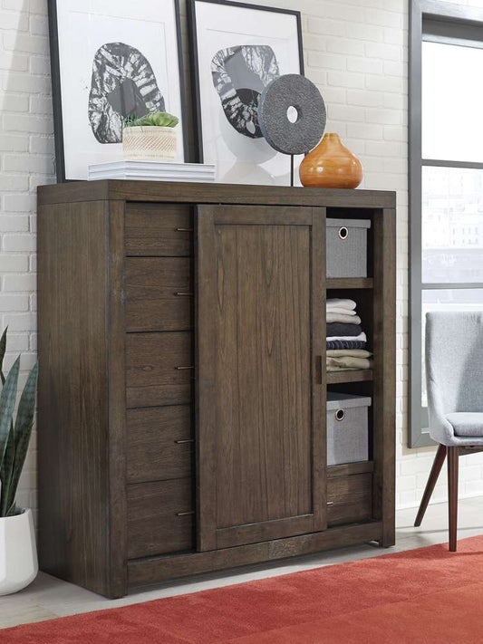 Emery Park - Modern Loft Sliding Door Chest in Brownstone Finish - IML-457-BRN veiw 2
