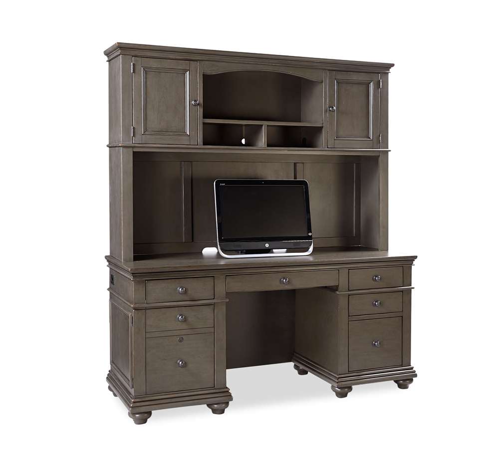 Emery Park - Oxford 66in Credenza Desk & Hutch in Peppercorn Finish