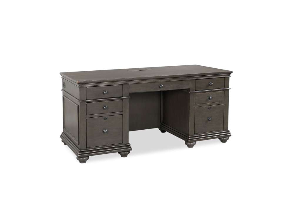 Emery Park - Oxford 66in Executive Desk in Peppercorn Finish - I07-303-PEP