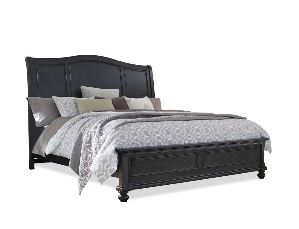 Emery Park - Oxford Queen Sleigh Bed in Rubbed Black Finish