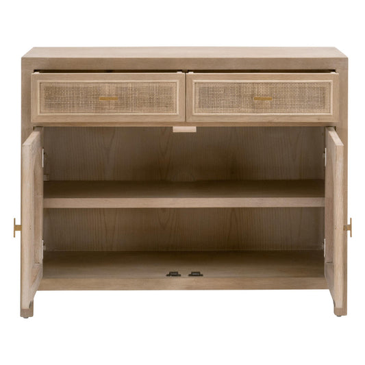 Essentials For Living - Bella Antique Cane Media Cabinet - 8089.SGRY-OAK/CN view 2