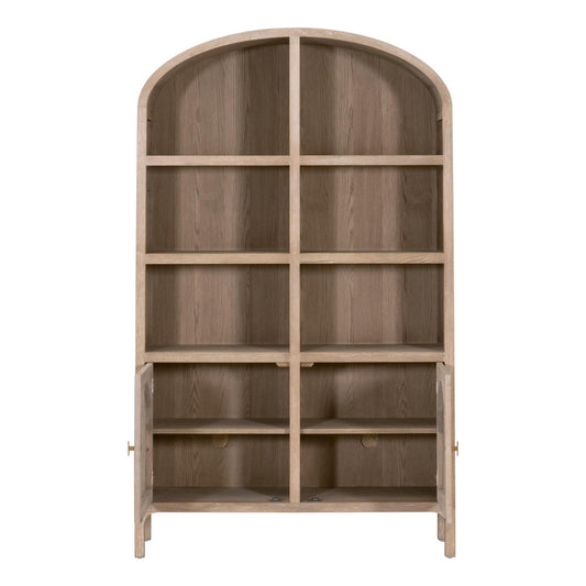 Essentials For Living - Bella Antique Cane Storage Bookcase - 8093.SGRY-OAK/CN view 2