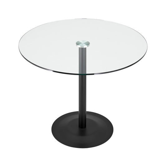 Euro Style - Ava 36in Round Bistro Table, Clear Tempered Glass/Matte Black Base - 15132BLK-KIT veiw 2