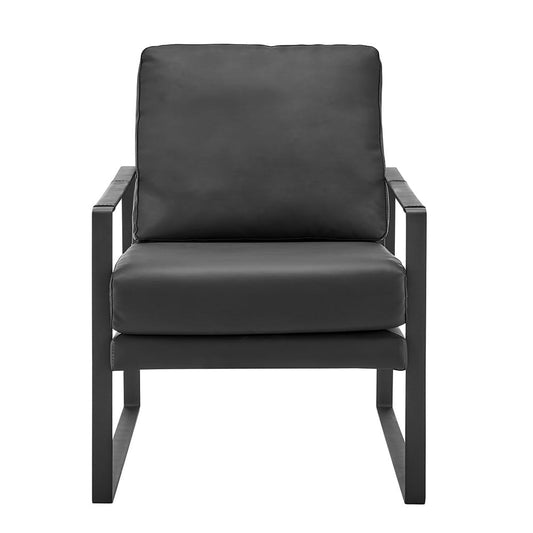 Euro Style - Bettina Leatherette Lounge Chair, Black/Matte Black - 94276-BLK view 2