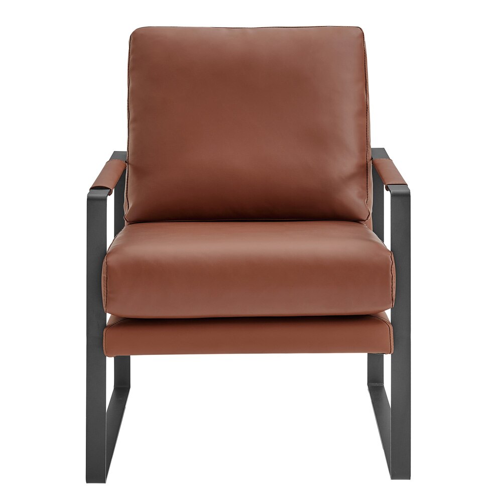 Euro Style - Bettina Leatherette Lounge Chair, Brown/Matte Black - 94276-BRN veiw 1