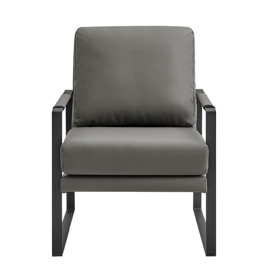 Euro Style - Bettina Leatherette Lounge Chair, Dark Gray/Matte Black - 94276-DKGRY view 2