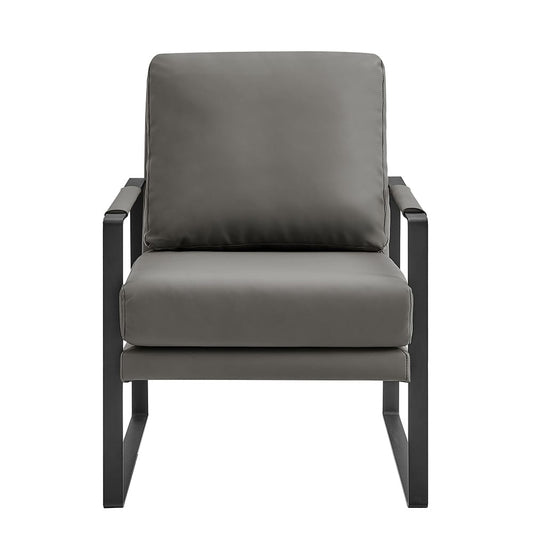 Euro Style - Bettina Leatherette Lounge Chair, Dark Gray/Matte Black - 94276-DKGRY view 2